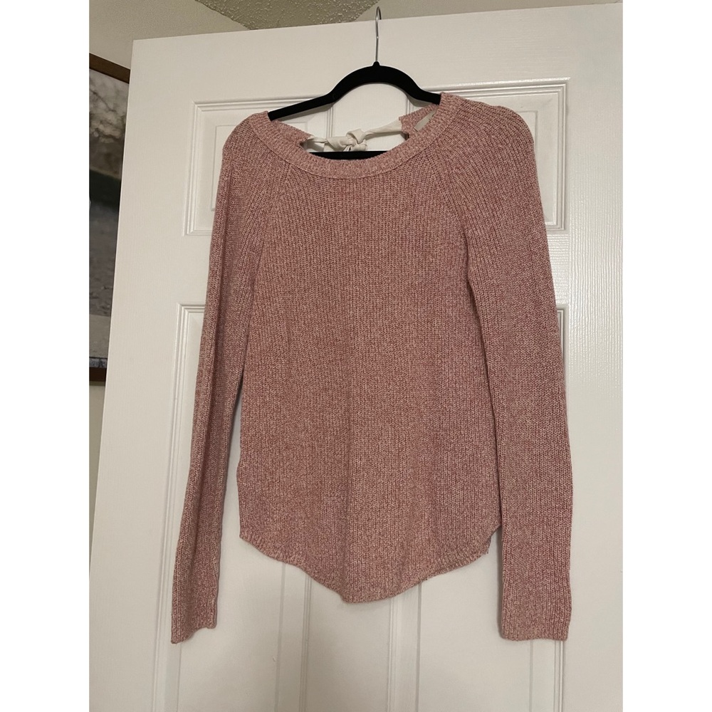 Ann Taylor Loft Pink Sweater with White Bow